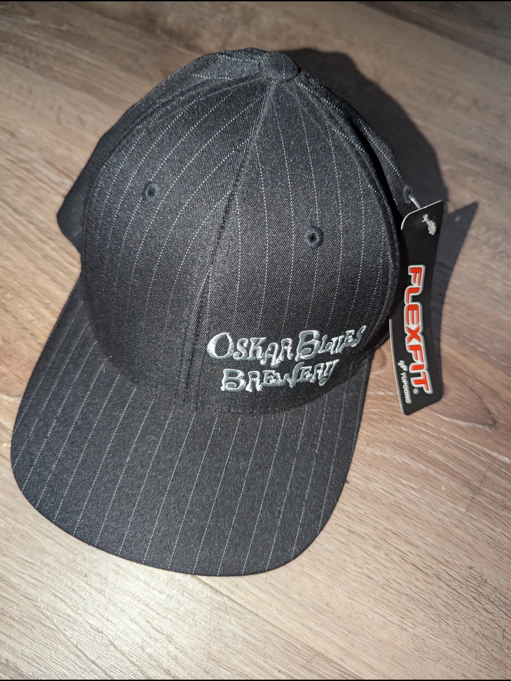 Oskar Blues Brewery Flexfit Black Pinstripe Baseball Cap